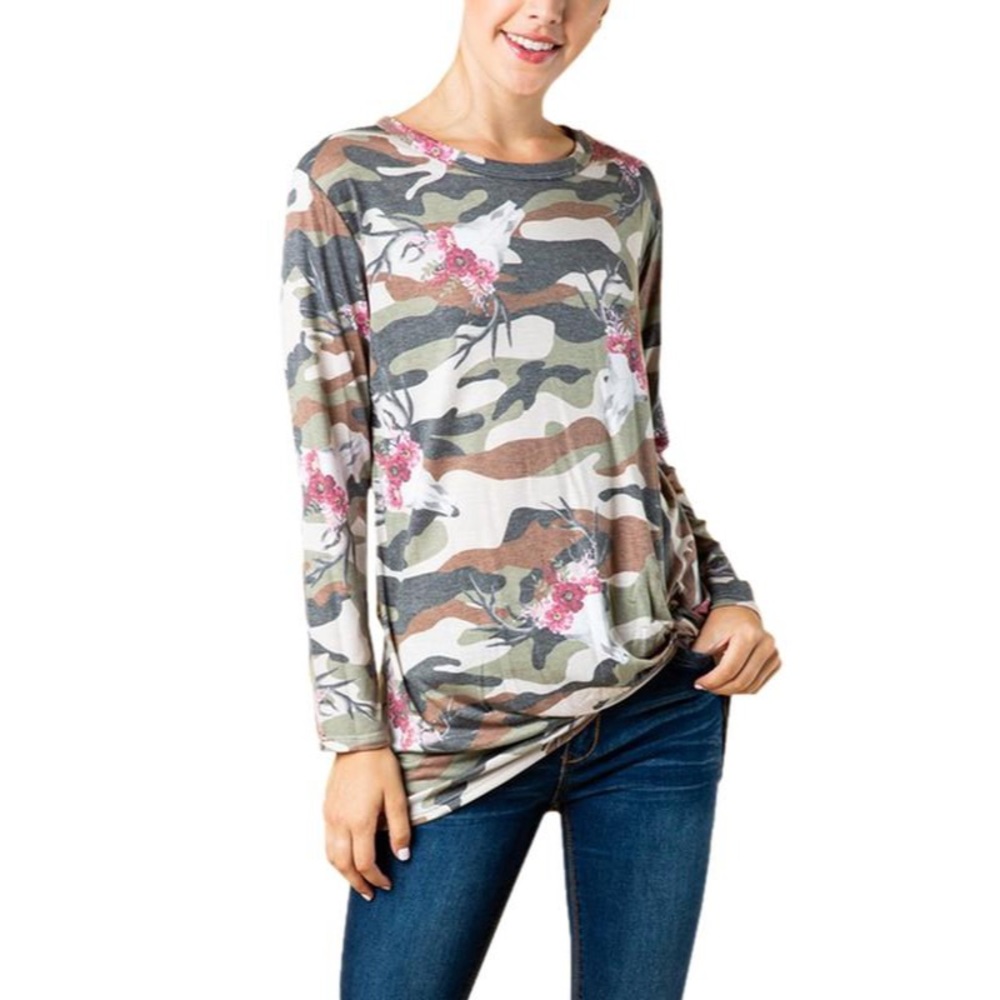 NWT Camouflage floral deer skull twist kno…